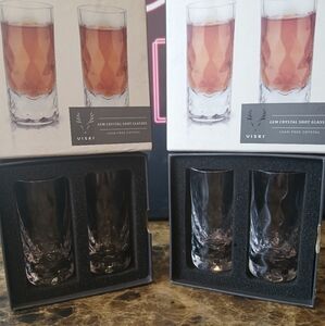 Viski Gem Crystal Shot Glasses 2 sets of 2